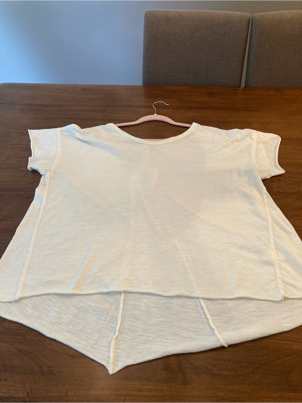 Pilcro Cream High-Low Short Sleeve Tee